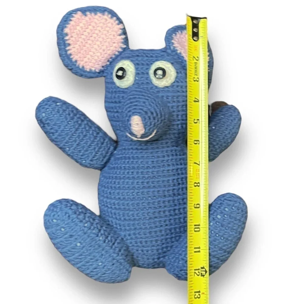 Handmade Crocheted Mouse Stuffed Animal Lovey - Blue